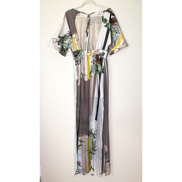 Manila Grace Short Sleeve Maxi Dress size 40 US 6 Open Back Abstract Tropical - Picture 5 of 10